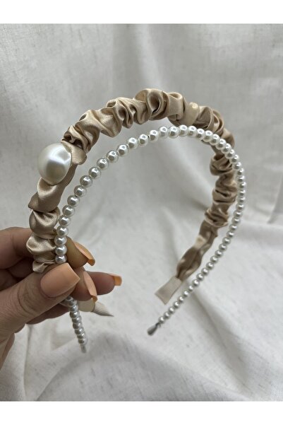 modernist طقم تاج مزين باللؤلؤ والعسل مكون من قطعتين