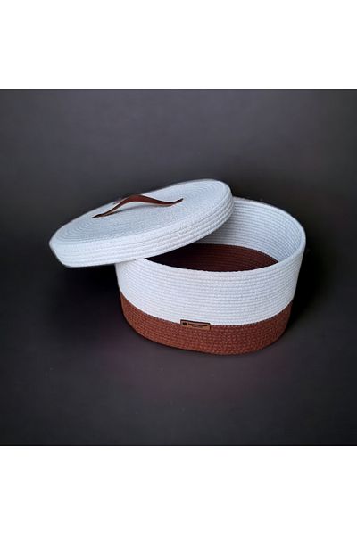 HandmadeSNM Οβάλ Οργανωτής & Καλάθι πολλαπλών χρήσεων με κάλυμμα