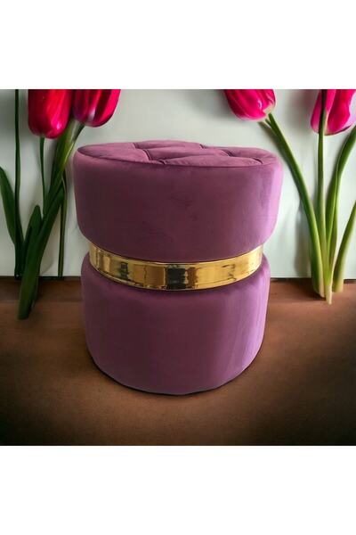 YARENWOOD Puf Lüks Silinebilir Kumaş Kapitoneli Gold Detaylı