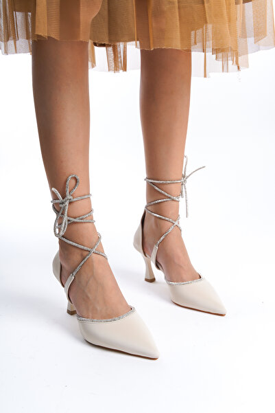 ZİESCE BEJ EXCLUSIVE ВАКУУМНІ ЧЕРЕВИКИ НА КАБЛУКУ З ДЕТАЛЯМИ З КАМЕНЯ