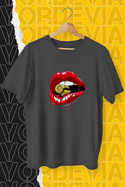 Vordevia Usna Štampano crna Oversize kroj T-shirt