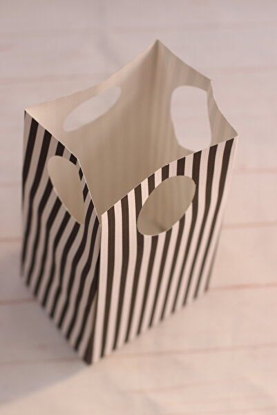 demontecraft Siyah Çizgili çanta 2 adet 12x18x10 ölçülerinde