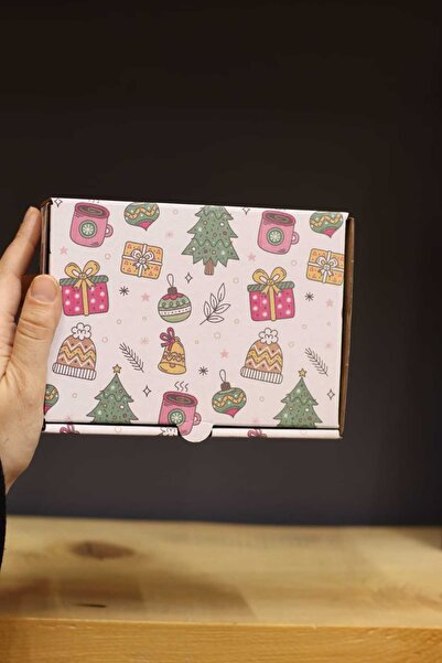 demontecraft Baskılı Beyaz Noel kutu pelur kutusu (3 adet )17x12.5x5 ölçüdür