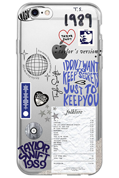 WANNA PROTECT iPhone 6 6S Taylor Swift Sticker Desenli Desenli Şeffaf Silikon...