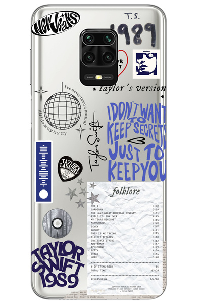 WANNA PROTECT Xiaomi Redmi Note 9S Taylor Swift Sticker Desenli Desenli Şeffa...