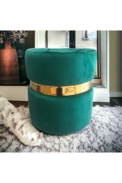 YARENWOOD Puf Lüks Silinebilir Kumaş Kapitoneli Gold Detaylı