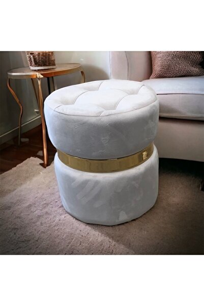 YARENWOOD Puf Lüks Silinebilir Kumaş Kapitoneli Gold Detaylı