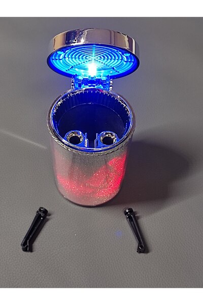 SS Oto Universal 7 Renkli RGB Led Işıklı Lüx Oto Küllük Kapaklı Spor Araç İçi...