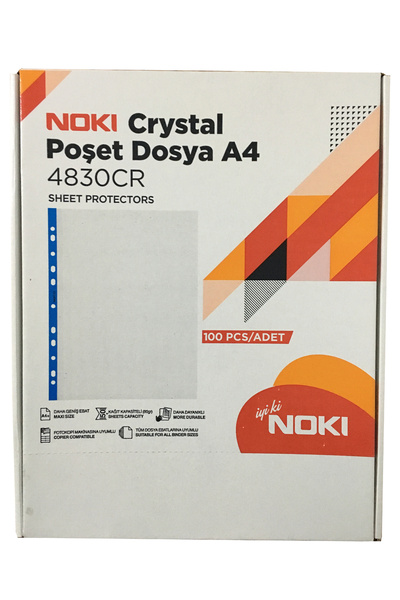 Noki Kristal Poşet Dosya A4 Mavi Kenarlı (100 Adet)