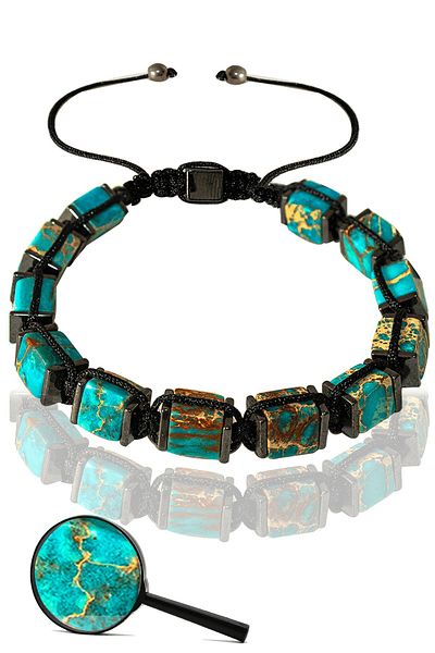 Tesbih Atölyesi Certified Cube Model Real Light Blue Varicidal Stone Bracelet