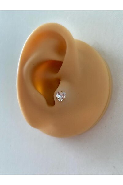 Arescollection Cerrahi Çelik Tek Taş Kalp Tragus Helix Kıkırdak Piercing