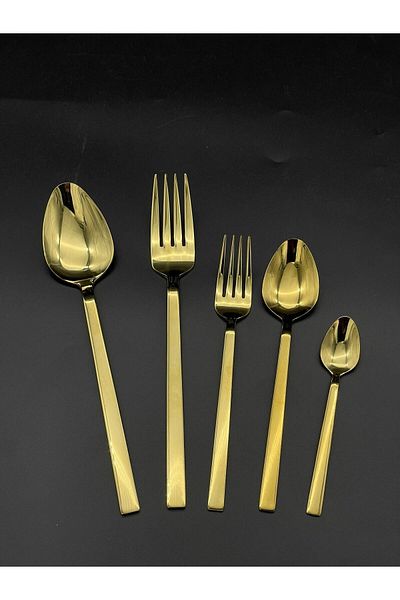 Wessenburg 30 Pieces (WITHOUT DINNER KNIFE) Titanium Gold Fork Spoon Set