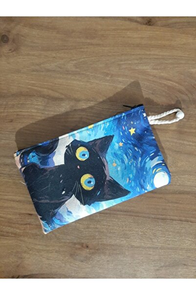 owl bag Дизайнерски платнен калъф-портфейл с мотиви на котка и звездна нощ