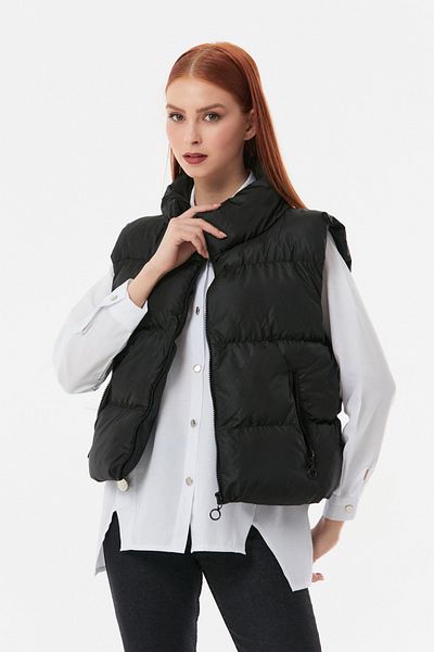 Fulla Moda High Collar Puffer Vest