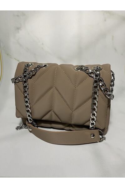 Must Leather Baklava desenli zincirli omuz çantası