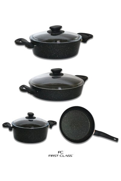 FC FİRST CLASS Black 4-Piece Granite Pot Set