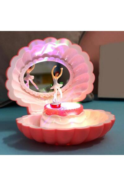 Coverzone Hareketli Balerinli Deniz Kabuğu Aynalı Takı ve Müzik Kutusu