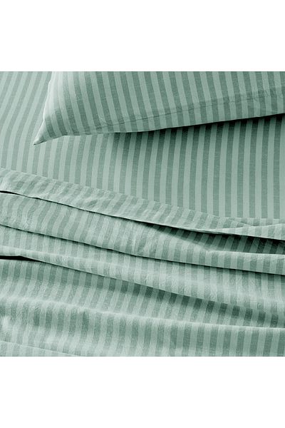 Arel Home Striped Single Elastic Sheet Set with Ranforce 100% Cotton Pillowcase