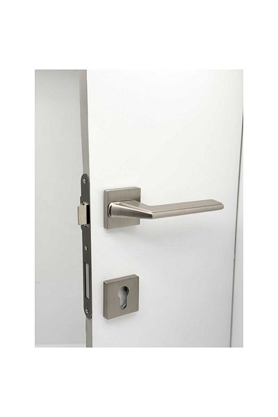 KOLDOOR Rivax Anka Inox Zamak Satin Square Rosette Yale Steel Door Handle Right Press One Way