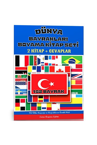Enine Boyuna Eğitim Dünya Bayrakları Boyama Kitap Seti (2 Kitap)