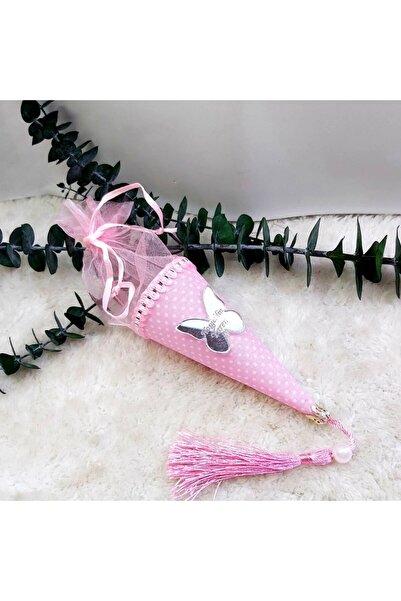 Hayaller Dükkanı 30 Adet Külah Pembe Puantiyeli Bebek Mevlüt Şekeri-Pembe