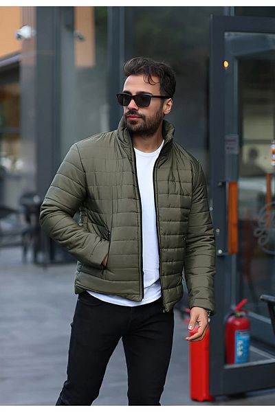 MEYASU Men's Black Waterproof Zippered Oversize Puffer Jacket