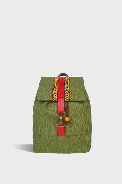 Ayşe Teyze'nin Çantaları Women's Green Linen Waterproof Backpack