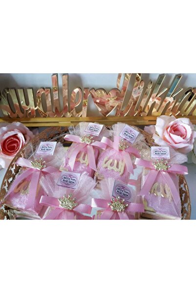 Hayaller Dükkanı 20 Adet Taçlı Kuran Etiketli Bebek Mevlid Şekeri-Mavi