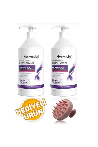 Dermokil 1000 Ml 2 Pieces Shampoo Anti-Shedding - Hair Massage Comb Included