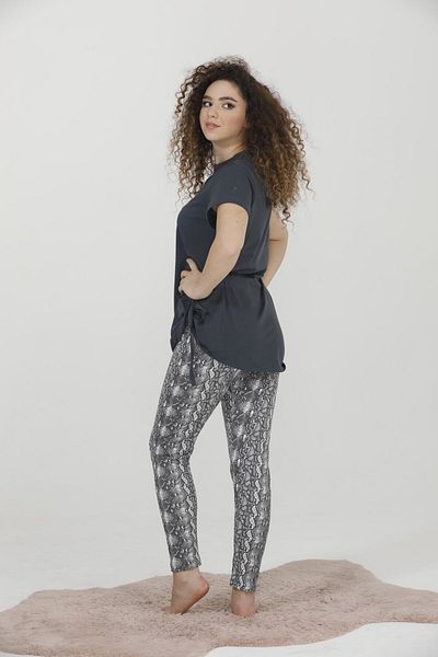 MyBen Set pijama cu tunică și colanți cu mânecă scurtă afumată pentru femei 28407