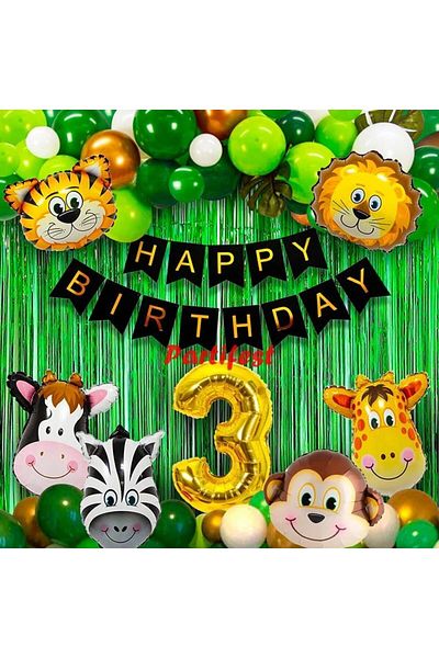 Parti Station Safari Animals 3 Year Old Balloon Set Safari Concept Helium Balloon Set Safari Birthday Set
