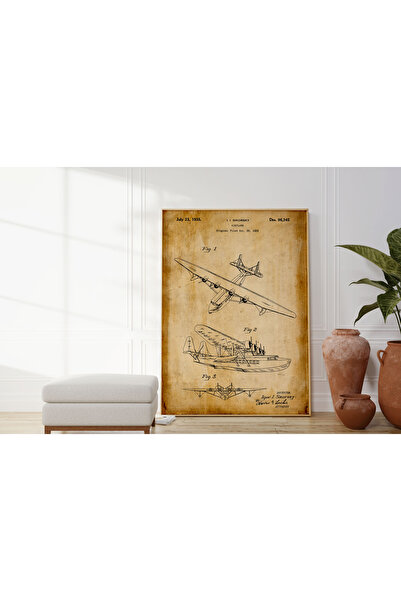 Pegziz Dekoratif Sanatsal Uçak Patent Posteri 60x90cm.