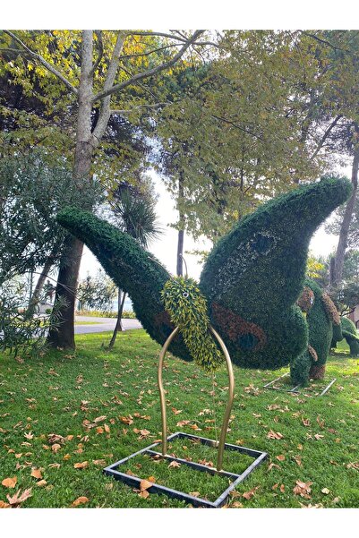 Yeşil Heykel Topiary Kelebek Figürü Yapay Heykel