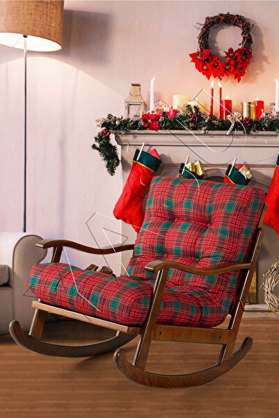 YASÜ Sallanan Sallanır Koltuk Ahşap Baba Emzirme Kitap Tv Koltuğu Sandalye Kanepe Berjer Ekose 2