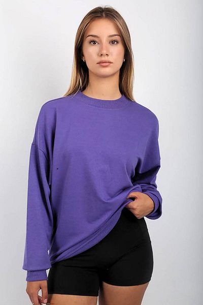 Seeh Hanorac de bază violet cu gât crew SH111