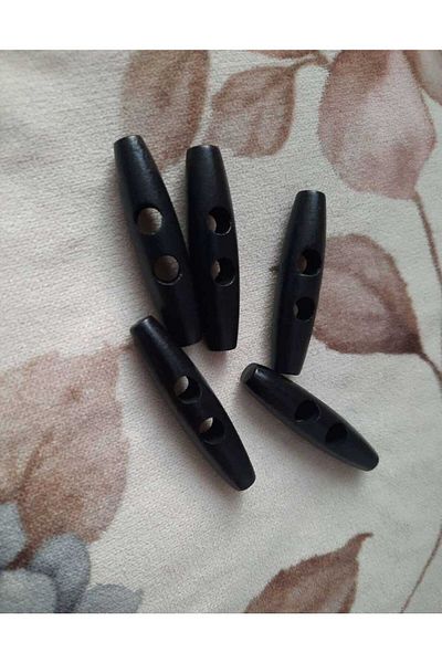 İMREN AKSESUAR Black Wooden Shepherd Button - 5 Cm, 1 Pack of 10 Pieces