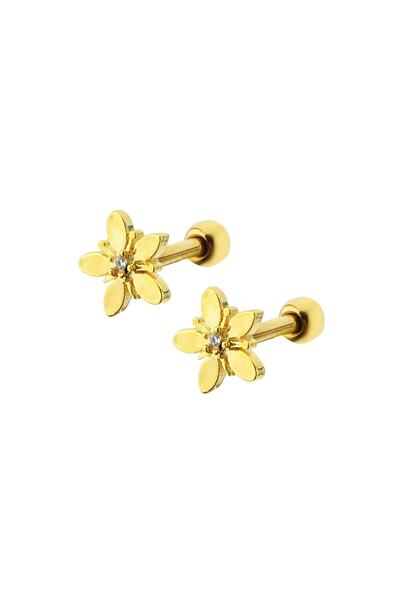 BY DİLEK ÇETİN ACCESSORY Çelik Çiçek Model Kıkırdak Helix Tragus Piercing
