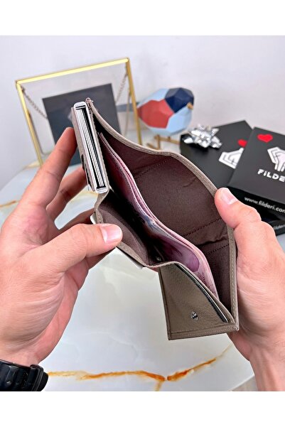 Fil Deri Mechanical Wallet Genuine Leather Automatic Card Holder