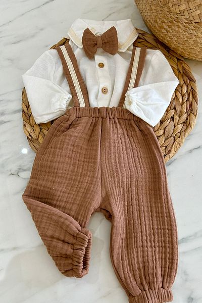 bohemiankids baby wear طقم سلوبيت للرجال حديثي الولادة من قماش الموسلين