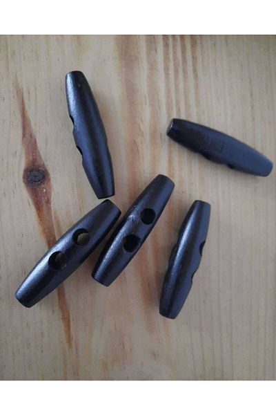 İMREN AKSESUAR Black Wooden Shepherd Button - 5 Cm, 1 Pack of 10 Pieces