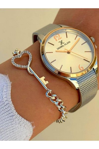 Daniel Klein Dk.ft.1.340 Steel Cord 30 Mt Water Resistant New Season Stylish Design Wristwatch