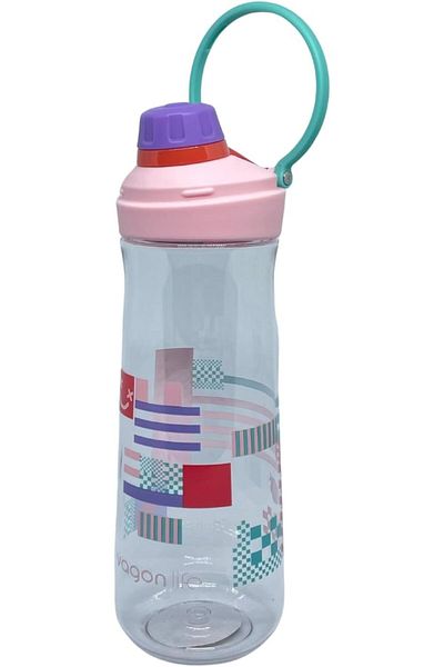 Vagonlife 650ML VGN0808 Rotating Opening Comfortable Lid Handled Patterned Body Polycarbonate Water Flasks