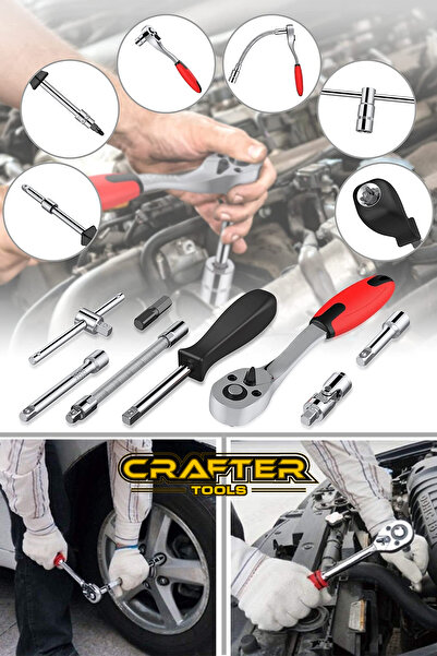 CRAFTERTOOLS Srunv Tam Profesiyonel 72 Diş Eğik Cırcır 108 Parça Lokma Takımı Oto Tamir Ekstra Yardımcı Set