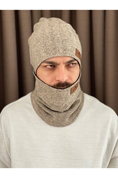 ALYA Adult Beanie Neck Collar Black Fleece Set