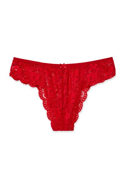 HNX Κόκκινη Δαντέλα Ψηλόμεση Plus Size Γυναικεία κιλότα Βραζιλίας