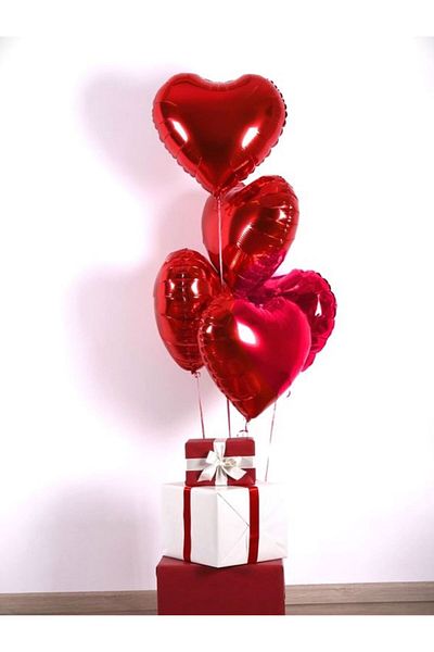 MERİ PARTİ VALENTINE'S DAY 5 PIECES RED HEART FOIL BALLON VALENTINE'S DAY BALLON