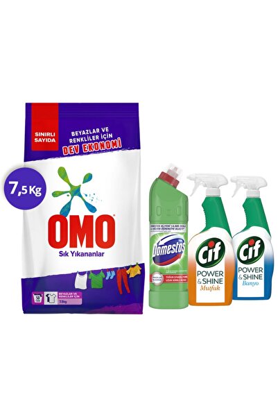Omo Toz Deterjan 7.5 kg Domestos Dağ Esintisi 750 ml Cif Power & Shine Banyo ...