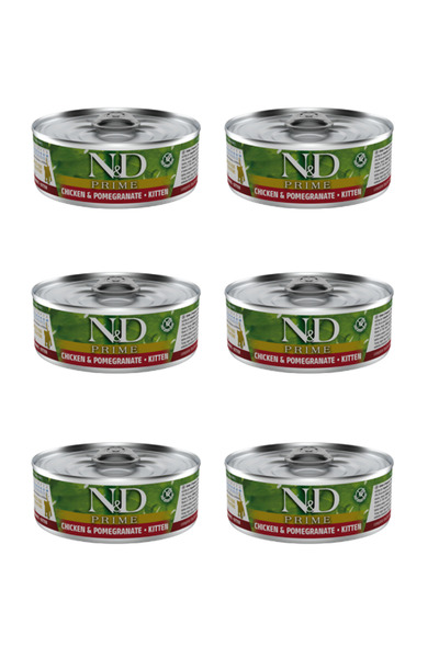 N&D Prime Kitten Tahılsız Tavuklu Ve Narlı Yavru Kedi Konservesi 70 g x 6 adet