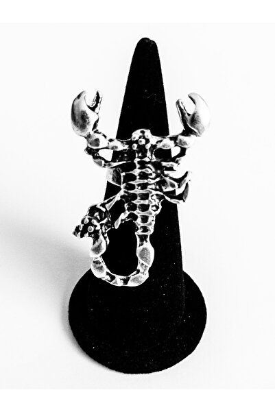 Antique Dolunay Antik Gümüş Kaplama El Yapımı Ayarlanabilir Akrep Yüzük