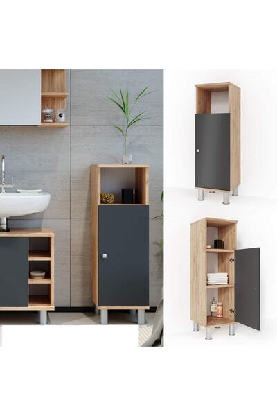 Egecan Mobilya Tek Kapaklı 3 Raflı Çok Amaçlı Banyo Dolabı Mutfak Dolabı Havl...